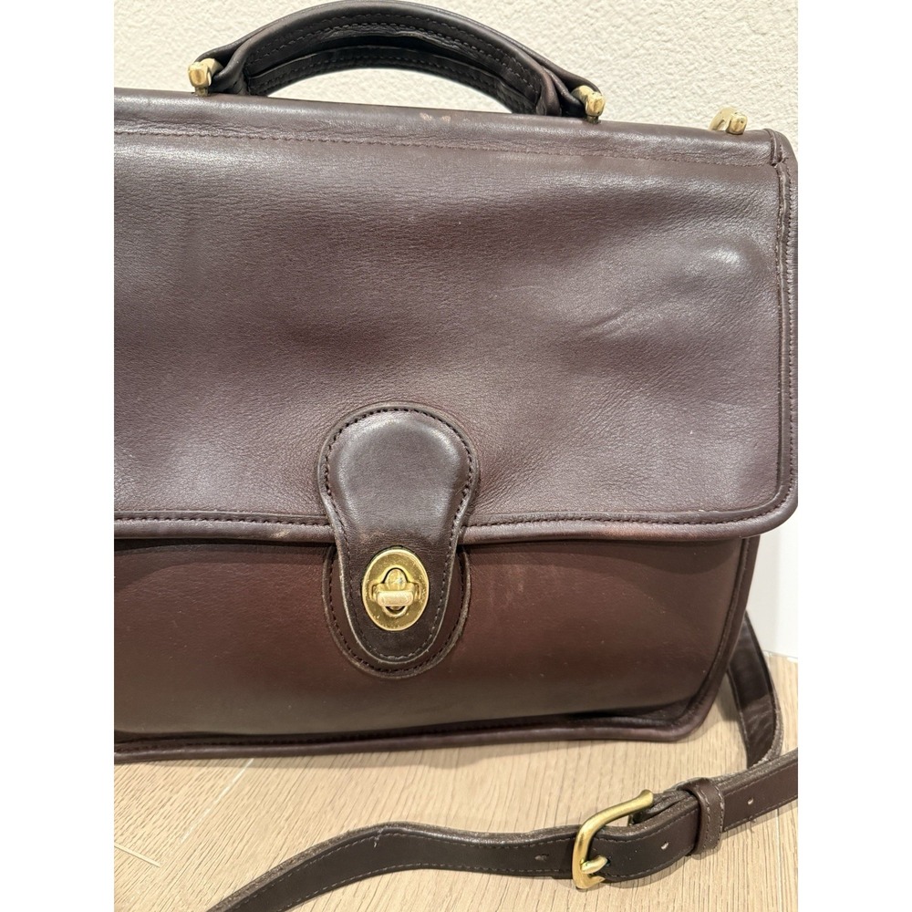 Vintage 90s Coach Willis 9927 Mahogany Brown Leather Crossbody Bag Purse Satchel - Picture 3 of 12